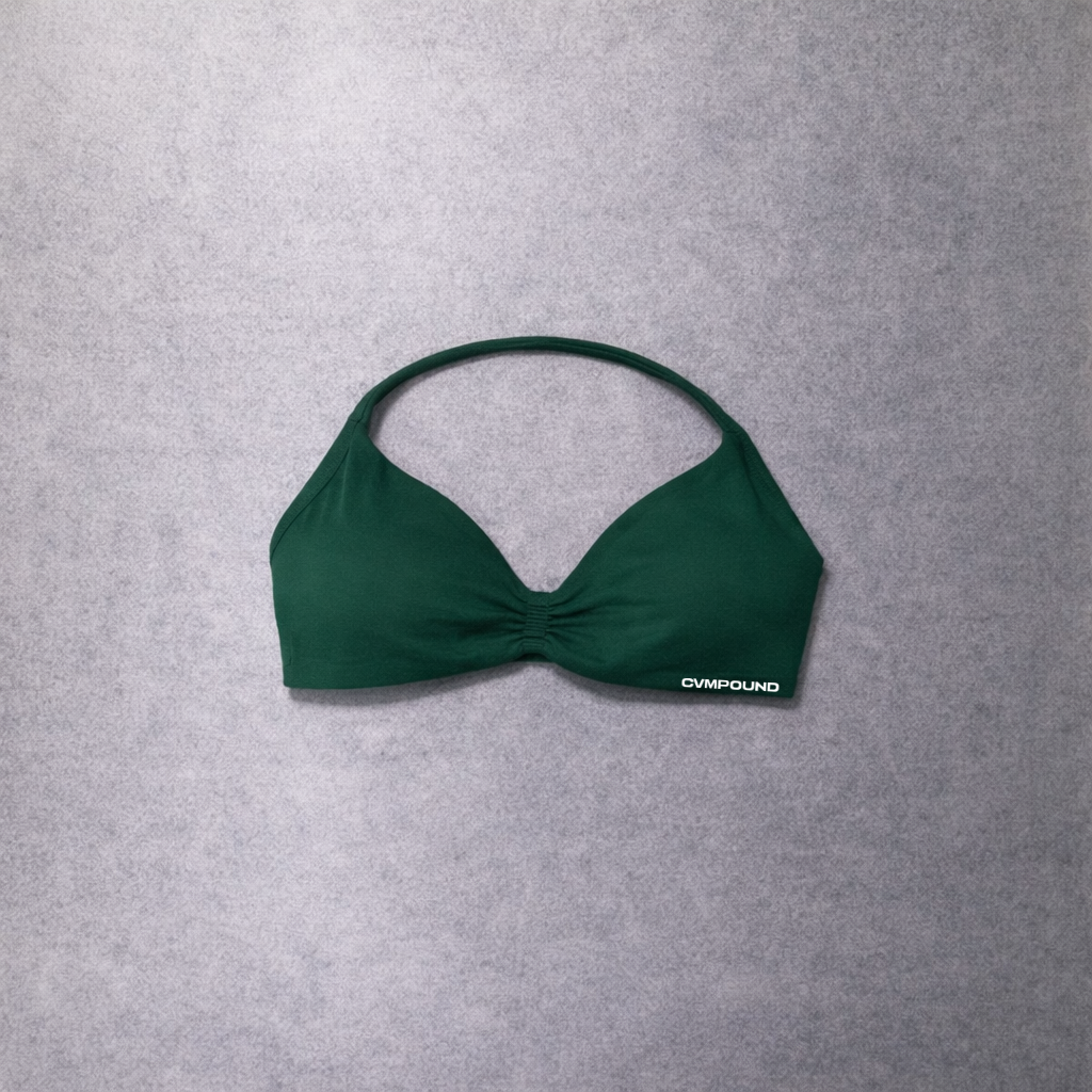 New Women's Active: Halter Sports Bra (Pine Green)