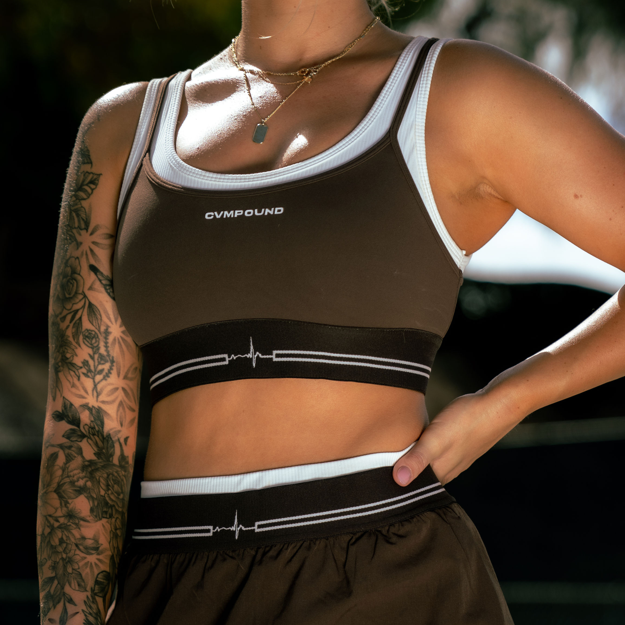 New Women's Active: Double Line Pulse Bra (Brown)