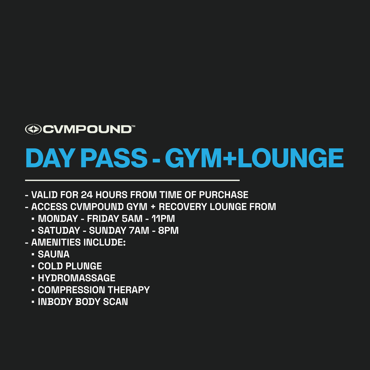 DAY PASSES: GYM+LOUNGE