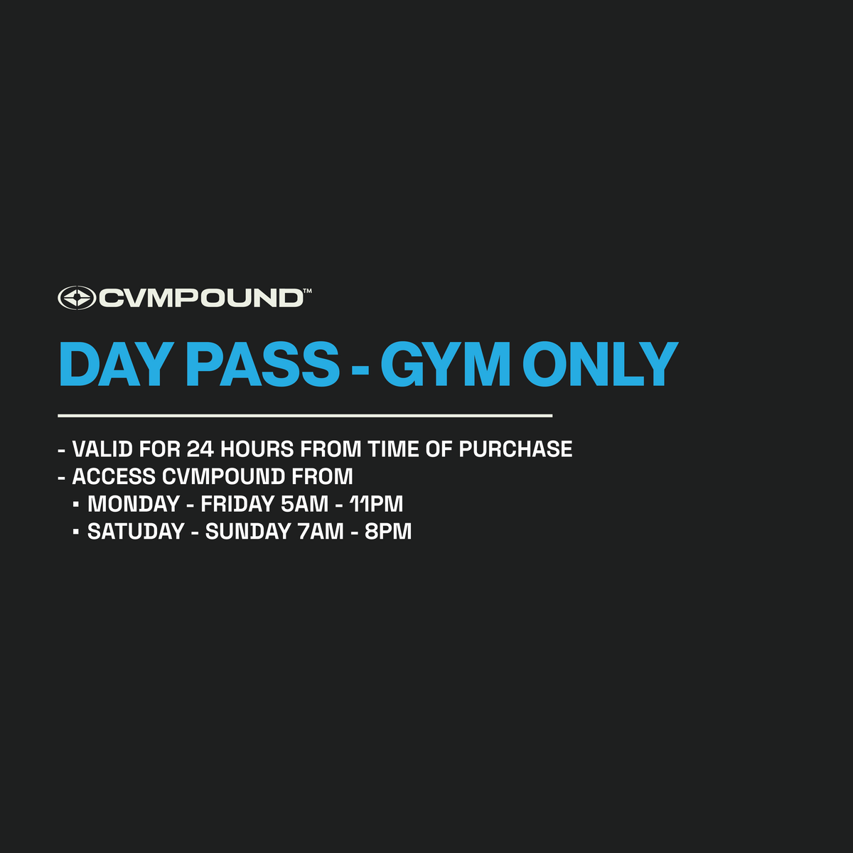 DAY | WEEK PASSES: GYM ONLY