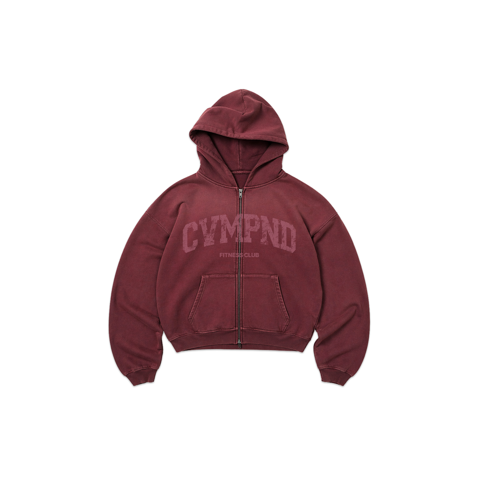 SS26: Maroon Box Crop Zip