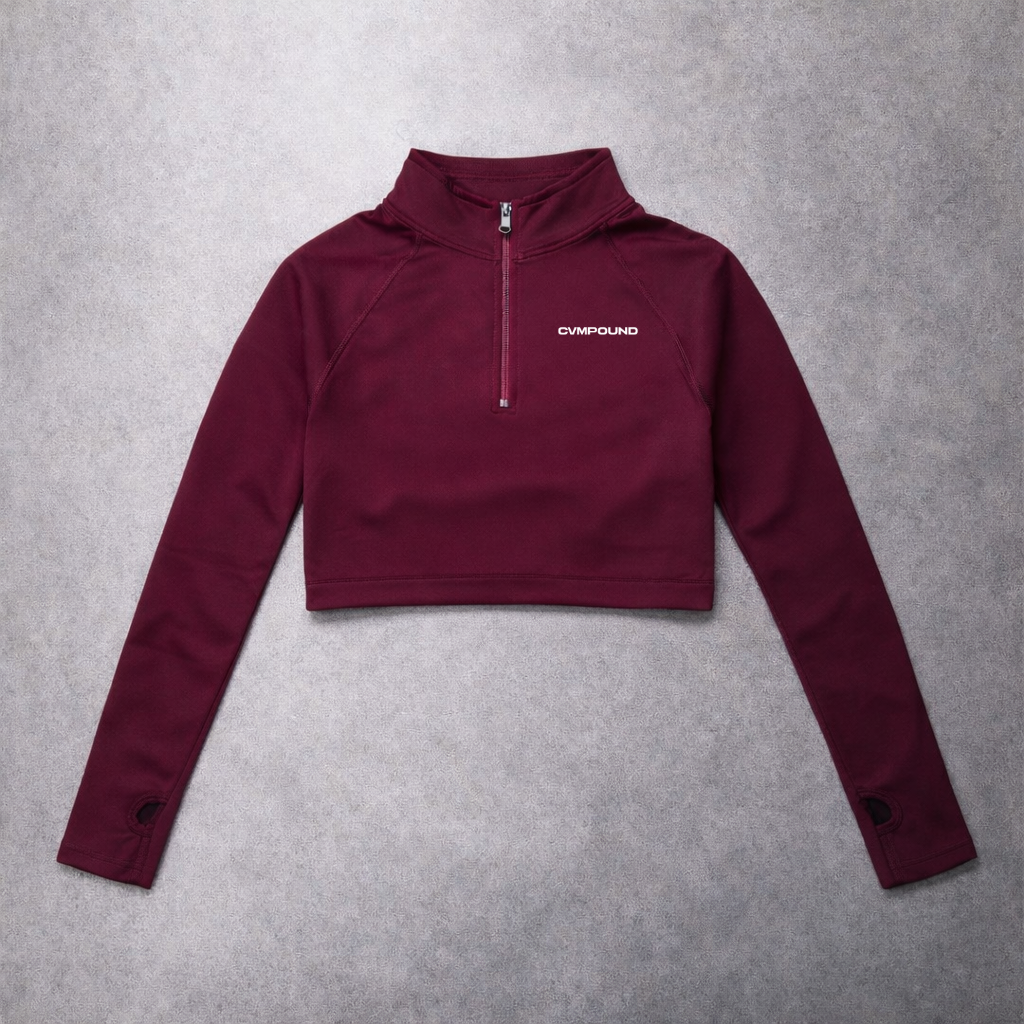 New Women's Active: Cropped Half Zip (WinterBerry)