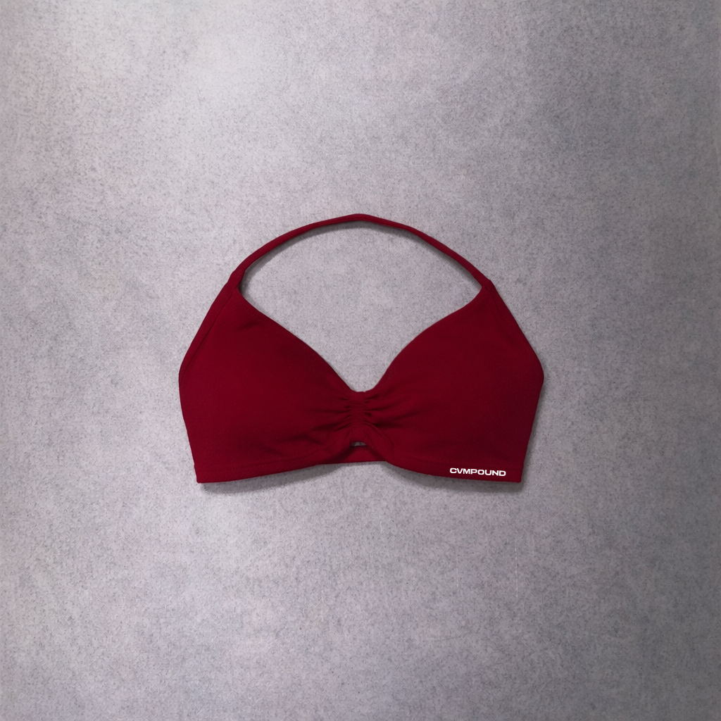 New Women's Active: Halter Sports Bra (Crimson Red)