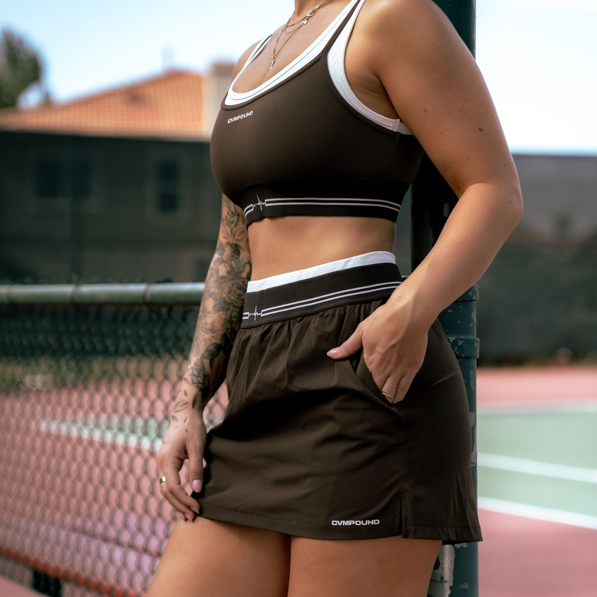 New Women's Active: Double Line Pulse Bra (Brown)
