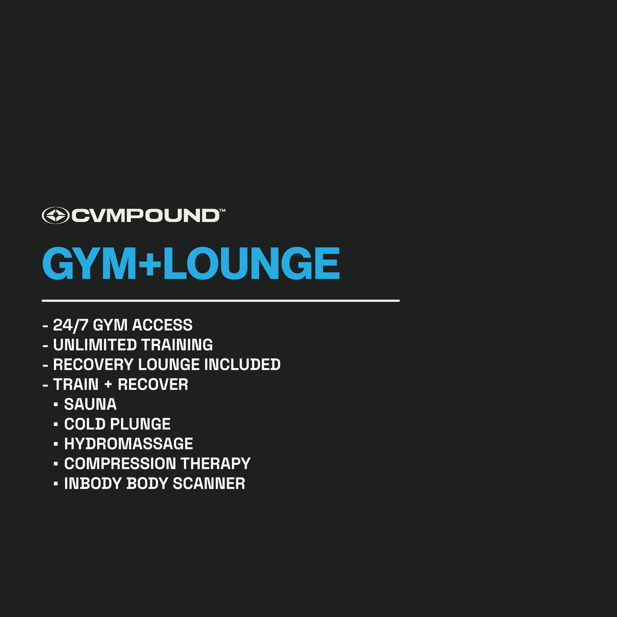 MEMBERSHIP PACKAGE: GYM+LOUNGE  | Starting at $260/month