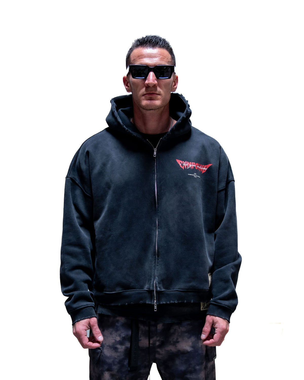 Halloween 2026: Dracula Box Crop Zip Hoodie