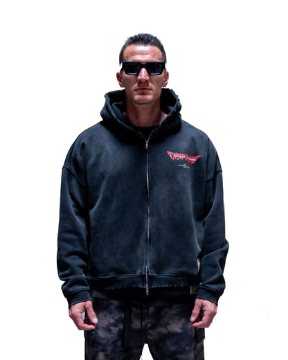 Halloween 2026: Dracula Box Crop Zip Hoodie