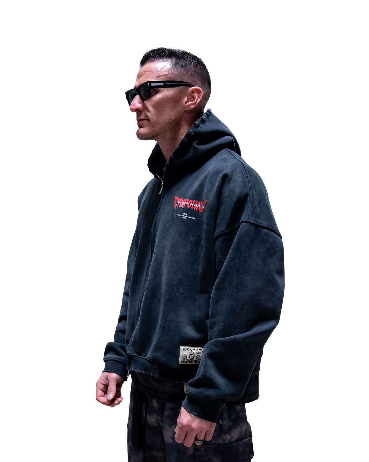 Halloween 2026: Dracula Box Crop Zip Hoodie