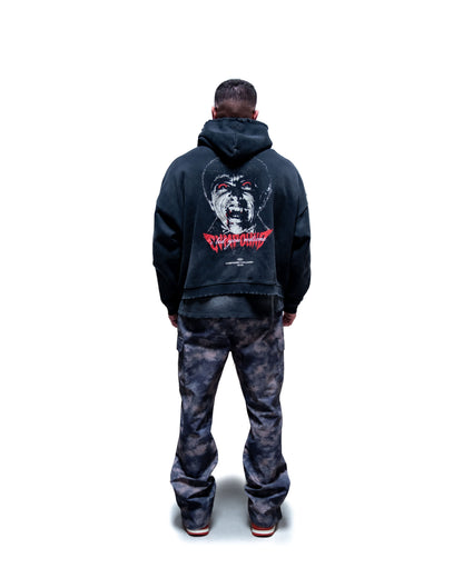 Halloween 2026: Dracula Box Crop Zip Hoodie