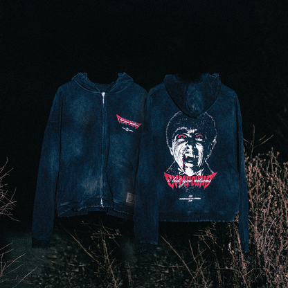 Halloween 2026: Dracula Box Crop Zip Hoodie