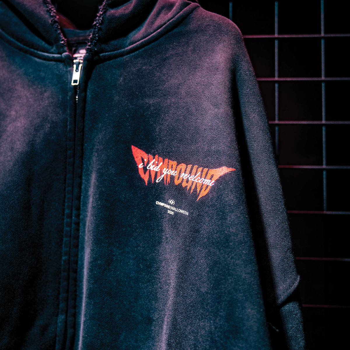Halloween 2026: Dracula Box Crop Zip Hoodie