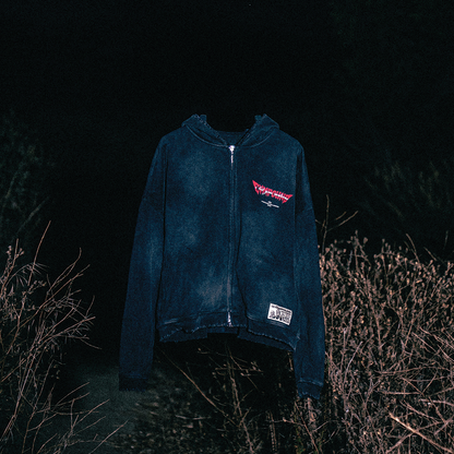 Halloween 2026: Dracula Box Crop Zip Hoodie