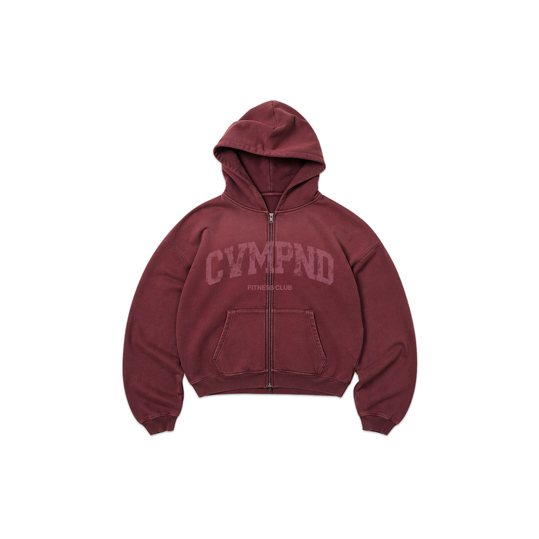 SS26: Maroon Box Crop Zip