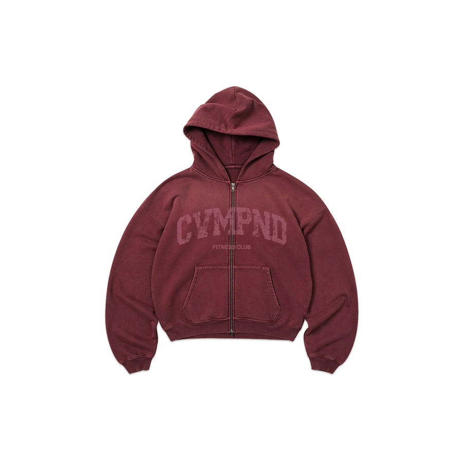 SS26: Maroon Box Crop Zip